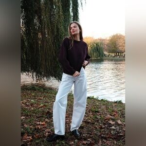 Yellow Label Co Le Chunky Knit Wool Blend Sweater in Bordeaux